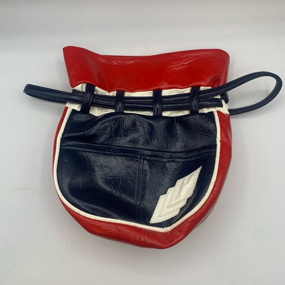 Vintage | Bags | Vintage Style Color Block Red White Blue Vinyl Bucket ...